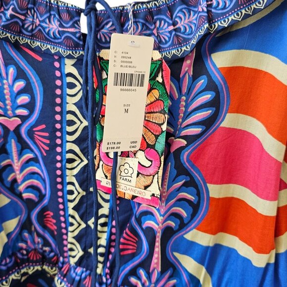 Farm Rio x Anthropologie Puff-Sleeve Ruffled Floral Romper, Picnic, Size M, NWT - Picture 12 of 13